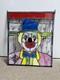 Vintage Stained Glass Clown Panel Handcrafted Leaded Window Hanging Art Decor