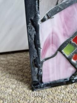 Vintage Stained Glass Clown Panel Handcrafted Leaded Window Hanging Art Decor