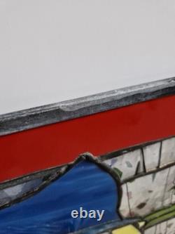 Vintage Stained Glass Clown Panel Handcrafted Leaded Window Hanging Art Decor