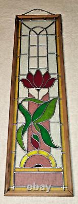 Vintage Stained Glass Hanging Window 37t X 10w X 1d