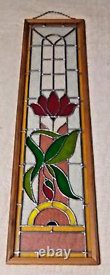 Vintage Stained Glass Hanging Window 37t X 10w X 1d