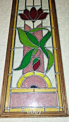 Vintage Stained Glass Hanging Window 37t X 10w X 1d