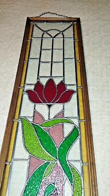 Vintage Stained Glass Hanging Window 37t X 10w X 1d