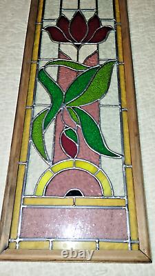 Vintage Stained Glass Hanging Window 37t X 10w X 1d