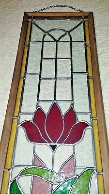 Vintage Stained Glass Hanging Window 37t X 10w X 1d