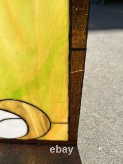 Vintage Stained Glass Leaded Colorful Panel 28 x 12