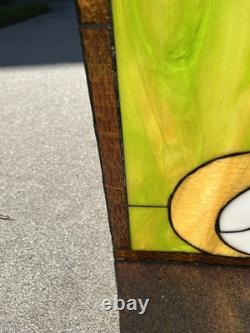 Vintage Stained Glass Leaded Colorful Panel 28 x 12