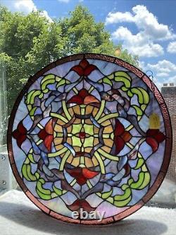 Vintage Stained Glass Leaded Window Panel 20x20 Hand Crafted