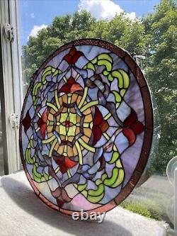 Vintage Stained Glass Leaded Window Panel 20x20 Hand Crafted