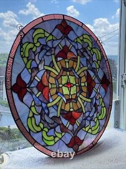 Vintage Stained Glass Leaded Window Panel 20x20 Hand Crafted