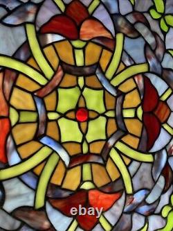 Vintage Stained Glass Leaded Window Panel 20x20 Hand Crafted