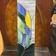 Vintage Stained Glass Mosaic Window Abstract Contemporary Panel OOAK 20 T 6W
