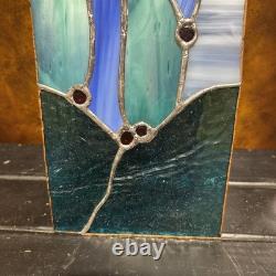 Vintage Stained Glass Mosaic Window Abstract Contemporary Panel OOAK 20 T 6W