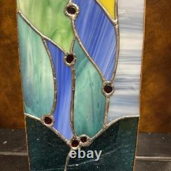 Vintage Stained Glass Mosaic Window Abstract Contemporary Panel OOAK 20 T 6W