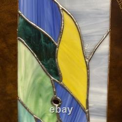 Vintage Stained Glass Mosaic Window Abstract Contemporary Panel OOAK 20 T 6W