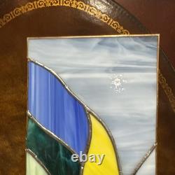 Vintage Stained Glass Mosaic Window Abstract Contemporary Panel OOAK 20 T 6W