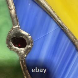 Vintage Stained Glass Mosaic Window Abstract Contemporary Panel OOAK 20 T 6W