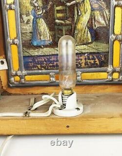 Vintage Stained Glass Panel Boxed Accent Lamp with Antique Image