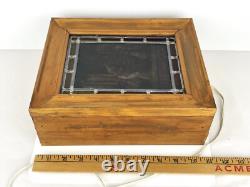 Vintage Stained Glass Panel Boxed Accent Lamp with Antique Image