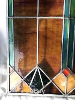 Vintage Stained Glass Panel, Great Design, Great Condition 30 1/2 x 20 1/4