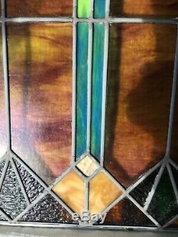 Vintage Stained Glass Panel, Great Design, Great Condition 30 1/2 x 20 1/4