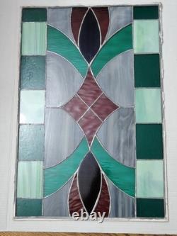 Vintage Stained Glass Panel Leaded Window Art Deco 25x16 1/2