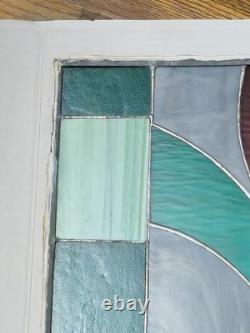 Vintage Stained Glass Panel Leaded Window Art Deco 25x16 1/2