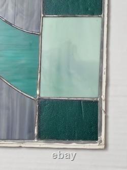 Vintage Stained Glass Panel Leaded Window Art Deco 25x16 1/2