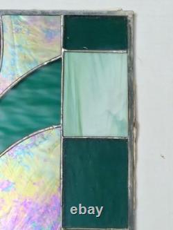 Vintage Stained Glass Panel Leaded Window Art Deco 25x16 1/2