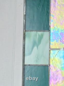 Vintage Stained Glass Panel Leaded Window Art Deco 25x16 1/2