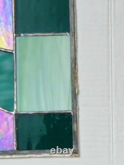 Vintage Stained Glass Panel Leaded Window Art Deco 25x16 1/2
