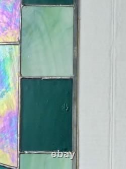 Vintage Stained Glass Panel Leaded Window Art Deco 25x16 1/2