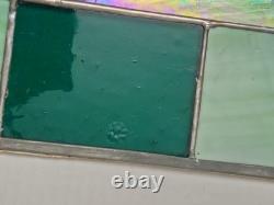 Vintage Stained Glass Panel Leaded Window Art Deco 25x16 1/2
