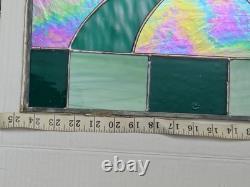 Vintage Stained Glass Panel Leaded Window Art Deco 25x16 1/2