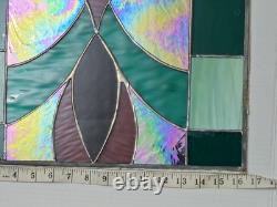Vintage Stained Glass Panel Leaded Window Art Deco 25x16 1/2