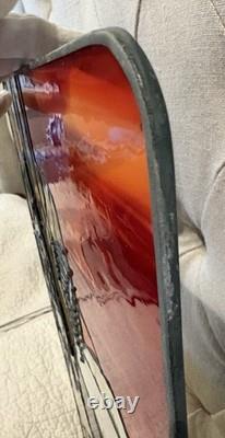 Vintage Stained Glass Panel Southwest Desert Native Americans 11.75x 21