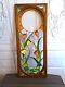 Vintage Stained Glass Panel Tulips Orange Yellow Flowers 28.5 x 12