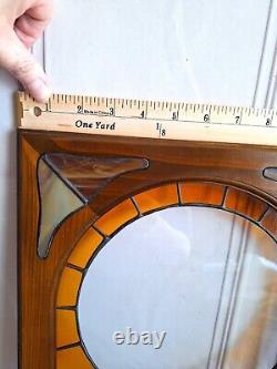 Vintage Stained Glass Panel Tulips Orange Yellow Flowers 28.5 x 12