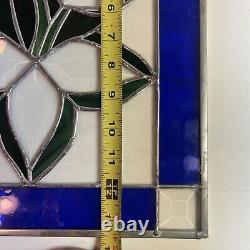 Vintage Stained Glass Panel multicolored. Flowers