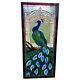 Vintage Stained Glass Peacock Panel Window 46 X 21 Peafowl Read Description