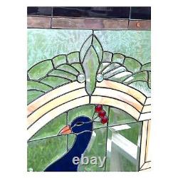 Vintage Stained Glass Peacock Panel Window 46 X 21 Peafowl Read Description