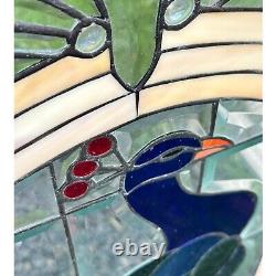 Vintage Stained Glass Peacock Panel Window 46 X 21 Peafowl Read Description