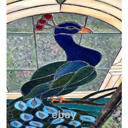 Vintage Stained Glass Peacock Panel Window 46 X 21 Peafowl Read Description