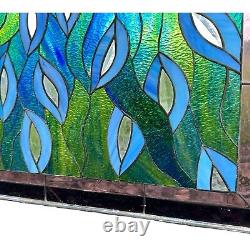 Vintage Stained Glass Peacock Panel Window 46 X 21 Peafowl Read Description