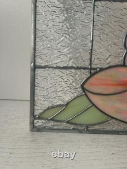 Vintage Stained Glass Sea Shells Beach Beveled 16x10 Window Panel Coastal