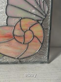 Vintage Stained Glass Sea Shells Beach Beveled 16x10 Window Panel Coastal