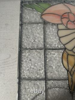 Vintage Stained Glass Sea Shells Beach Beveled 16x10 Window Panel Coastal