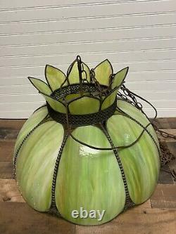 Vintage Stained Glass Slag Glass 8 Panel Lampshade