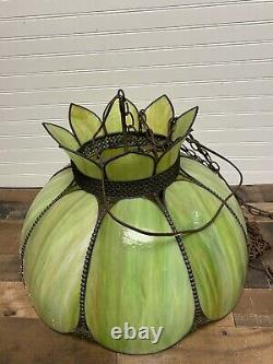 Vintage Stained Glass Slag Glass 8 Panel Lampshade