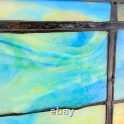 Vintage Stained Glass Tulip Flower Window Panel Sunset Sunrise Landscape Gift